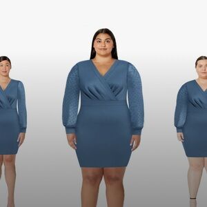 Grace Karin Long Sleeve Blue Dress